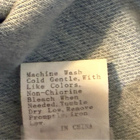 Distressed Denim Jacket Graphic Quote Stars Oversized Light Wash S - Picture 4 of 8